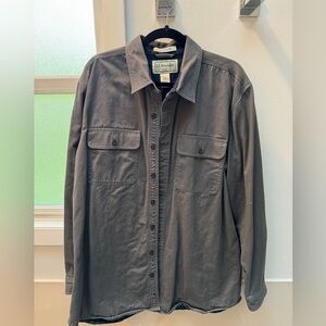 LL Bean Men’s L Tall Gray Flannel-lined Shirt Jacket
